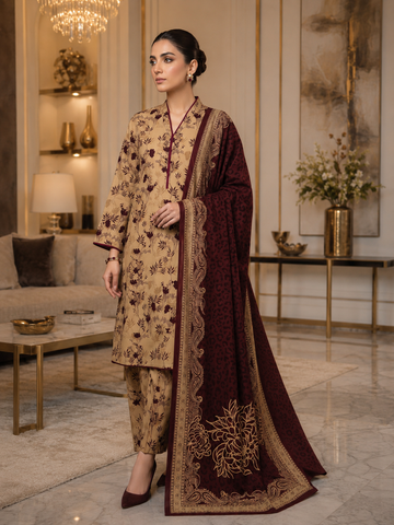 Swiss Lawn Unstitched 3 Piece Suit - A1708