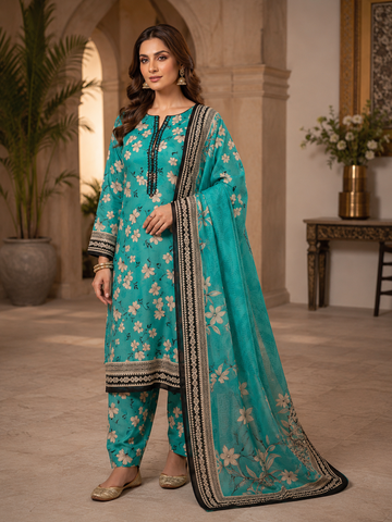 Swiss Lawn Unstitched 3 Piece Suit - A1709