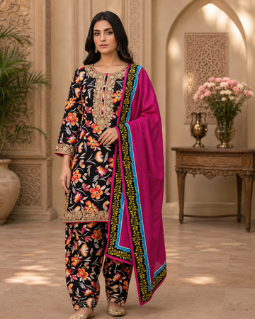 Swiss Lawn Unstitched 3 Piece Suit - A1714