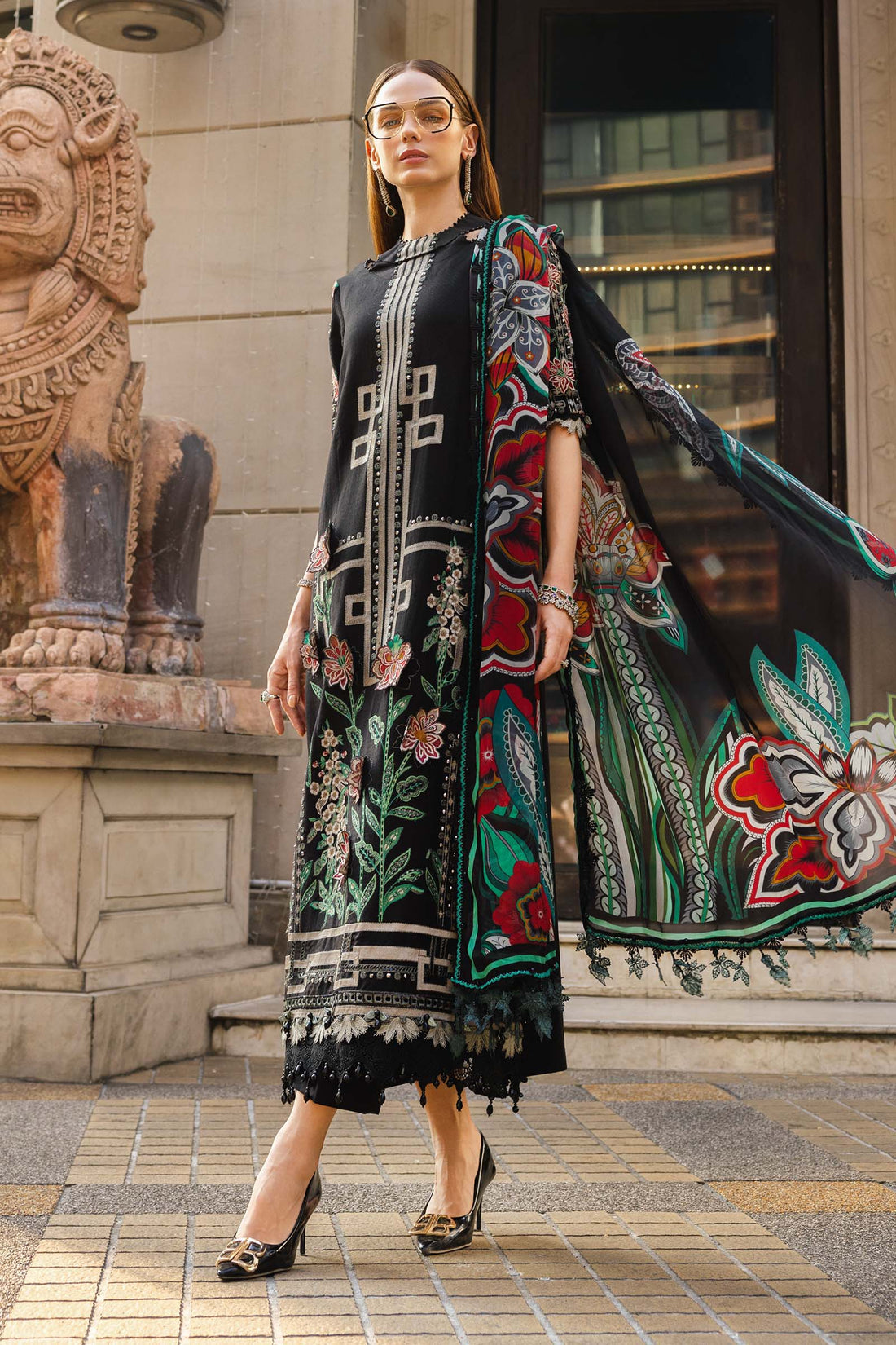 3 Piece Unstitched Embroidered Jacquard Lawn Suit