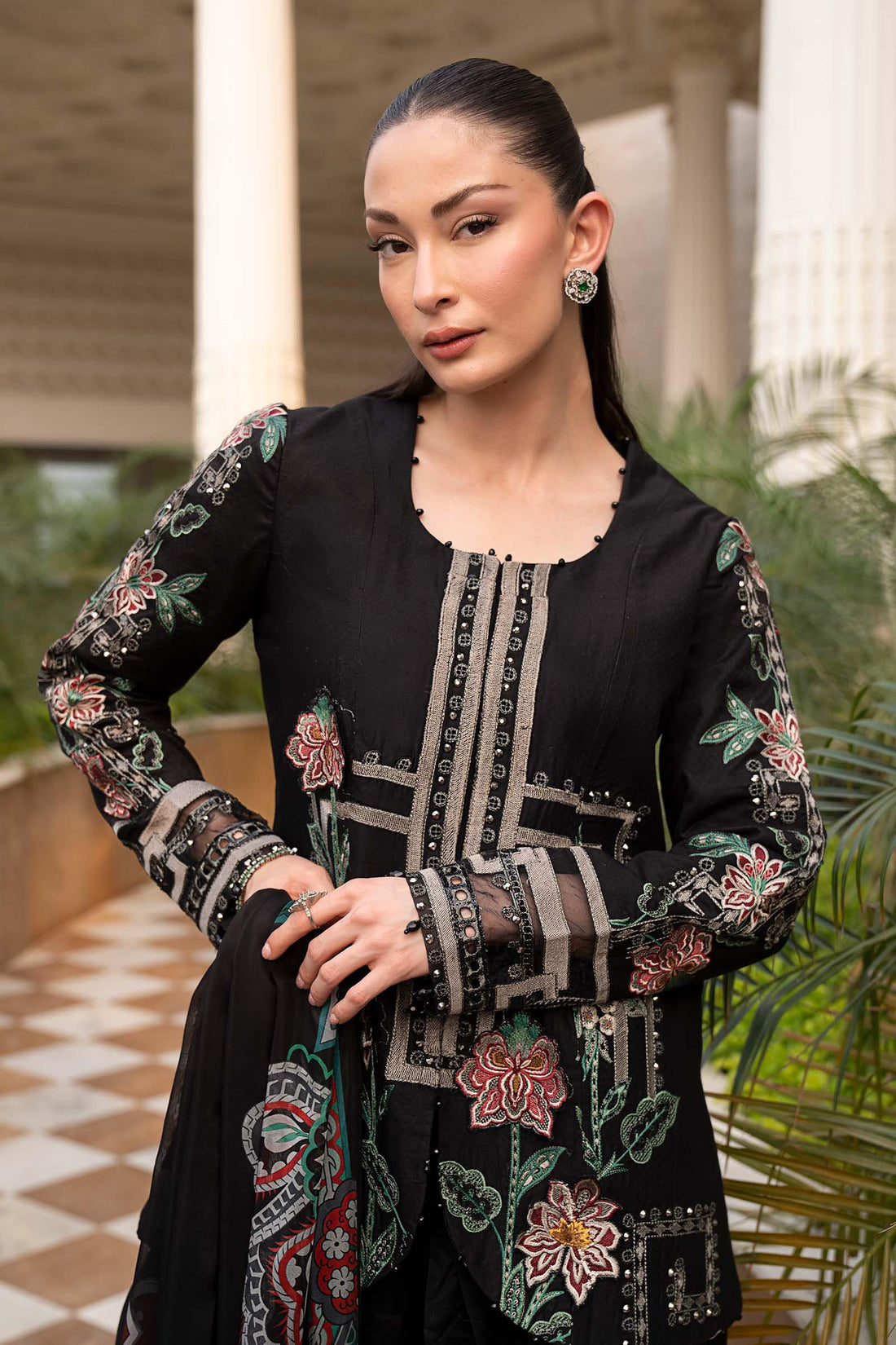 3 Piece Embroidered Jacquard Lawn Suit