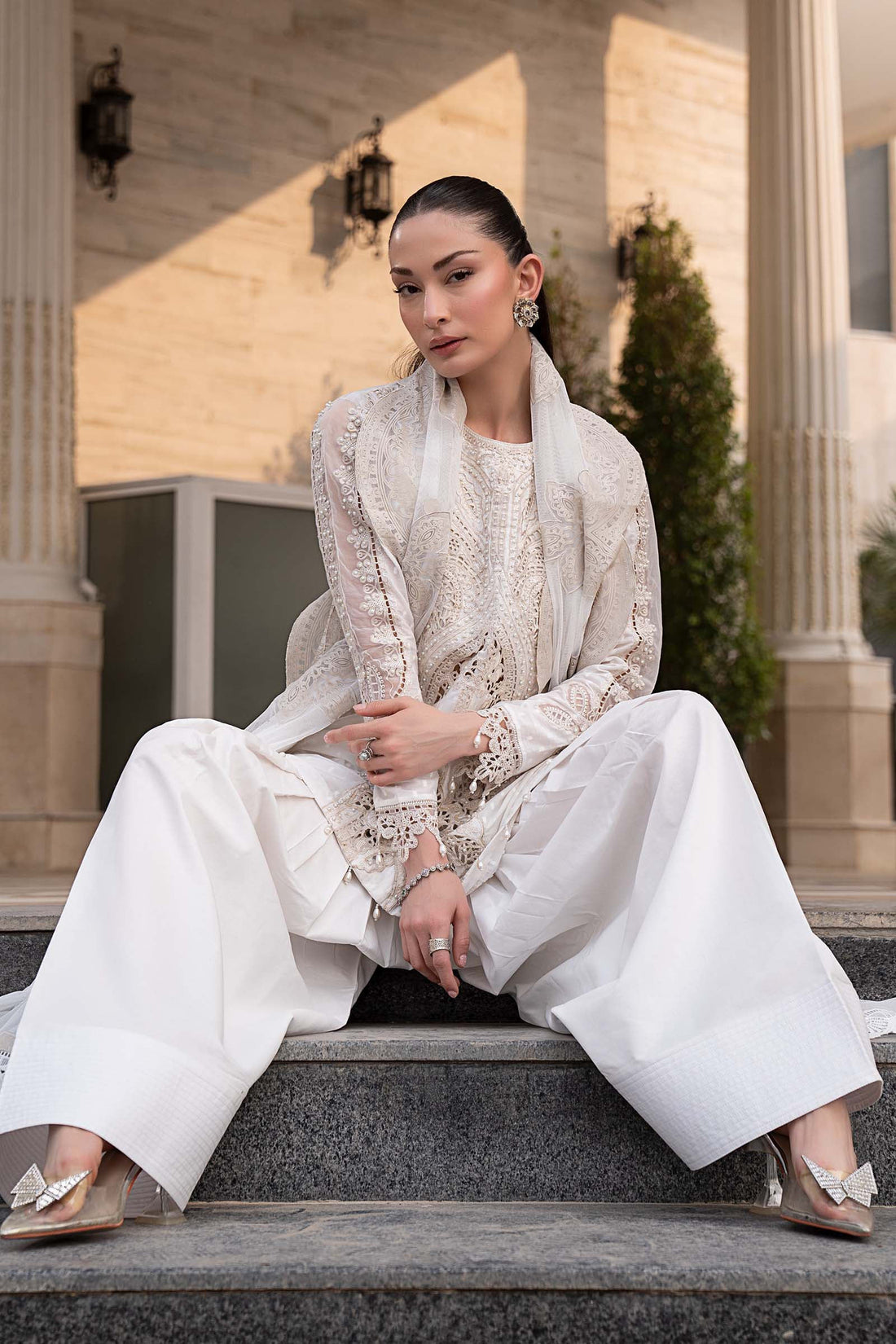 3 Piece Embroidered Jacquard Lawn Suit