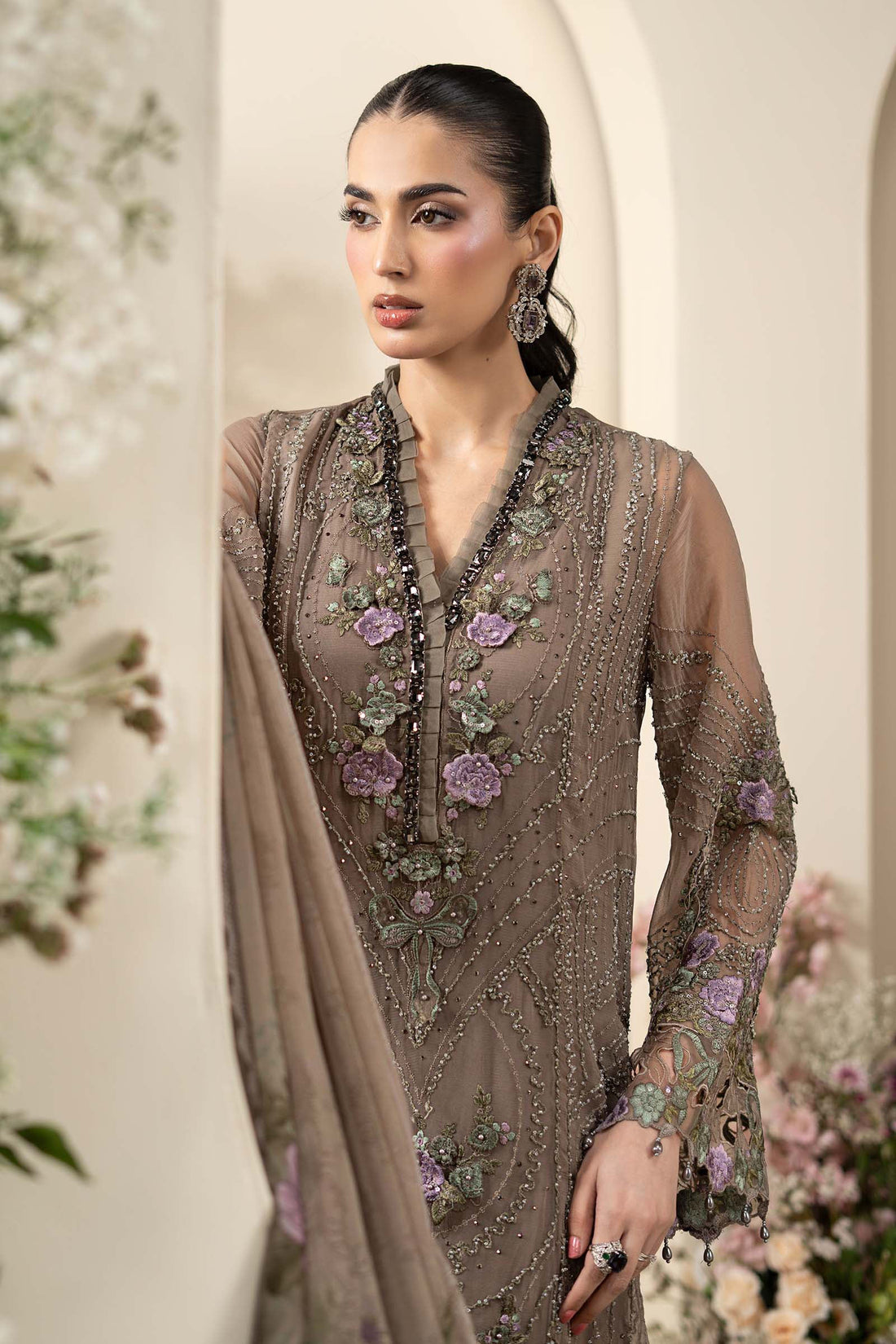 3 Piece Embroidered Chiffon Suit