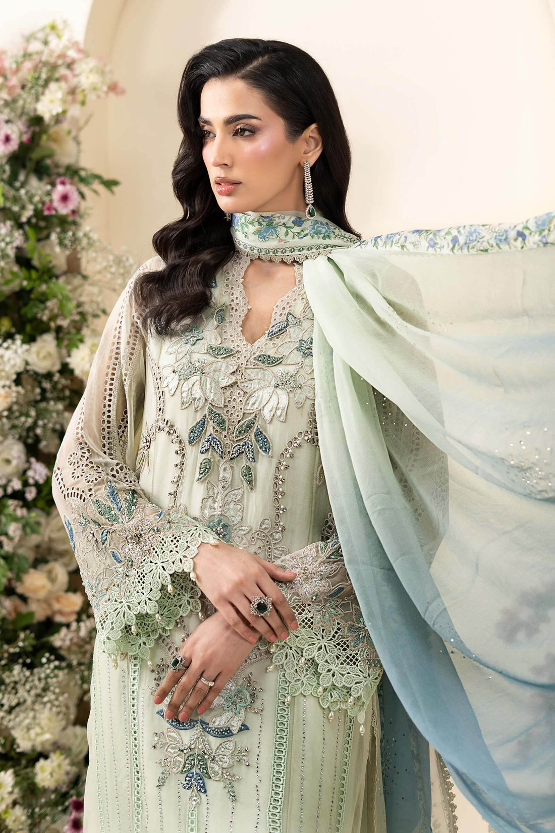 3 Piece Embroidered Chiffon Suit