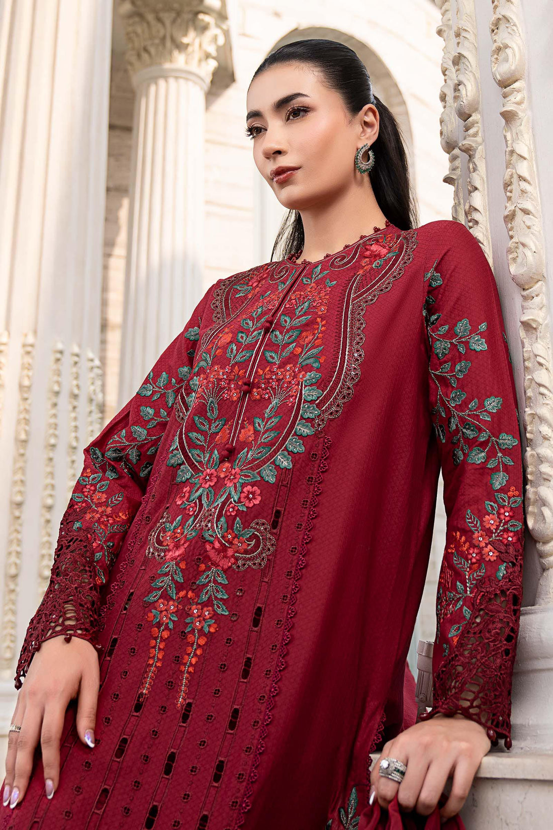 3 Piece Embroidered Jacquard Lawn Suit