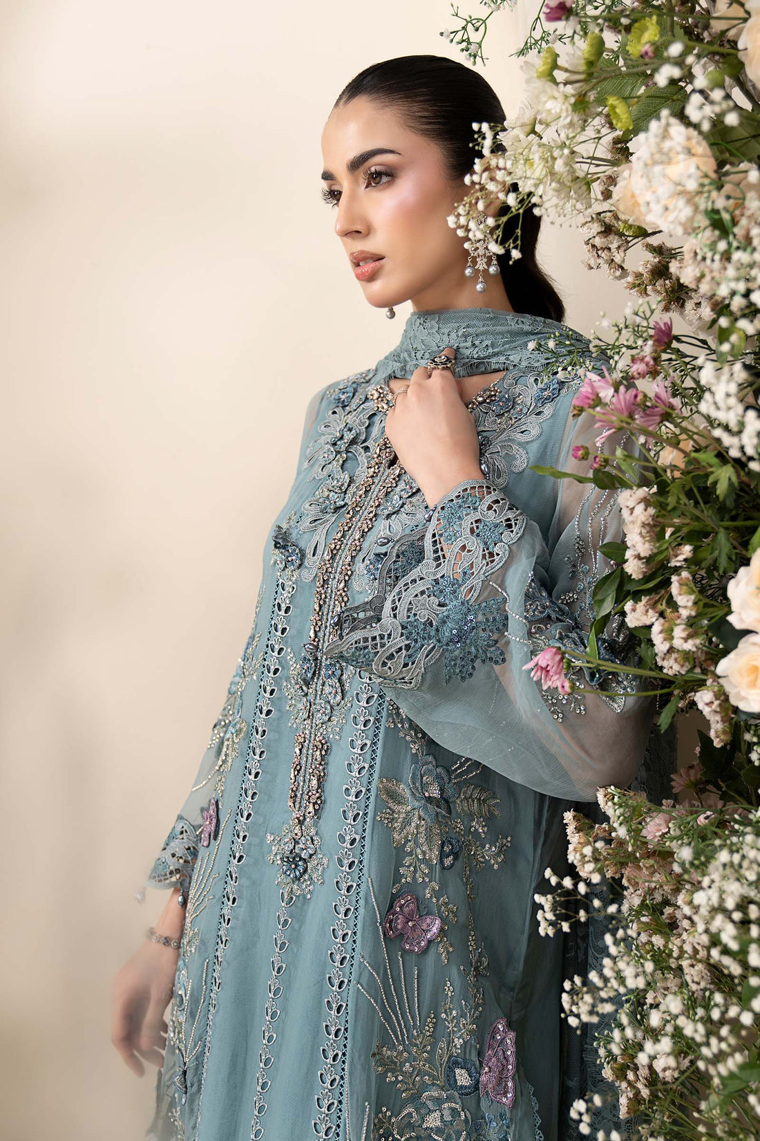 3 Piece Embroidered Chiffon Suit
