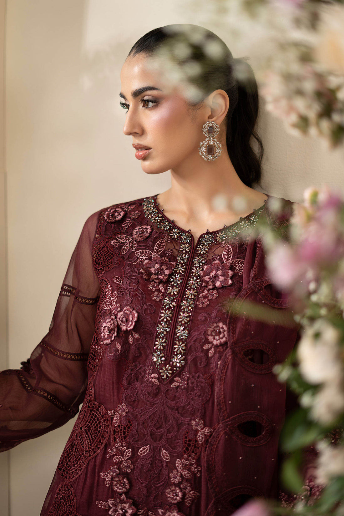3 Piece Embroidered Chiffon Suit