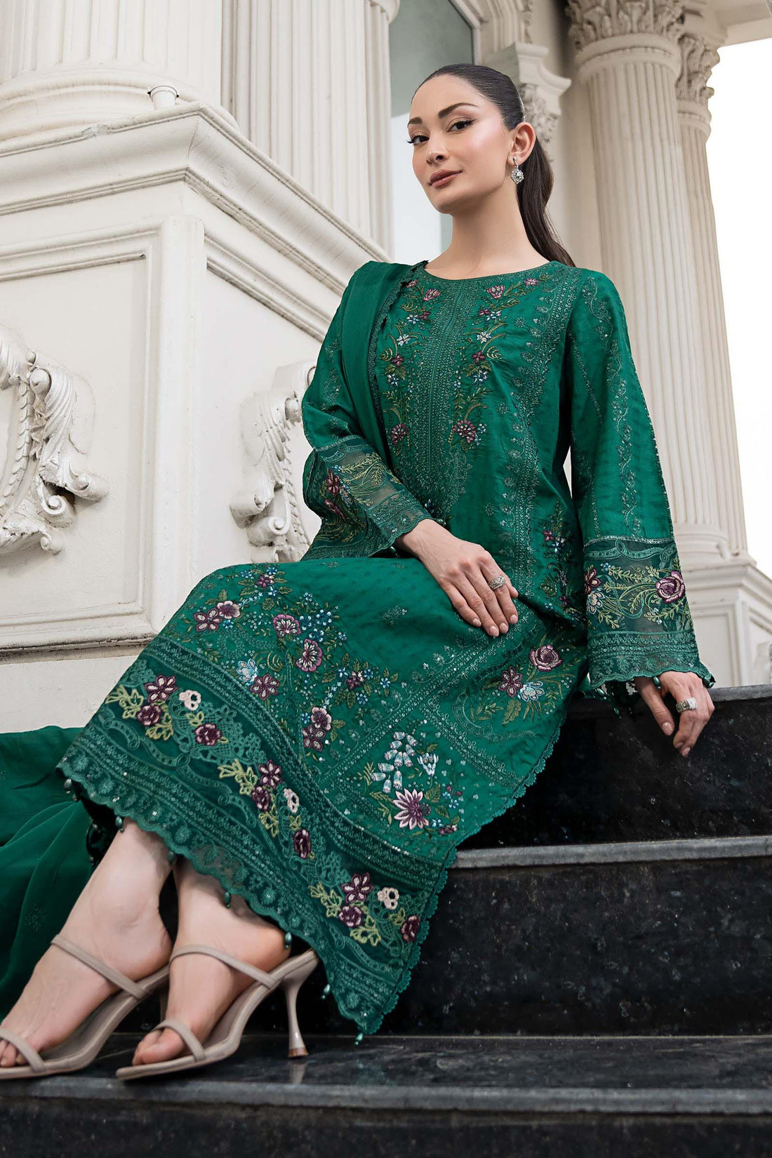 3 Piece Embroidered Dobby Lawn Suit