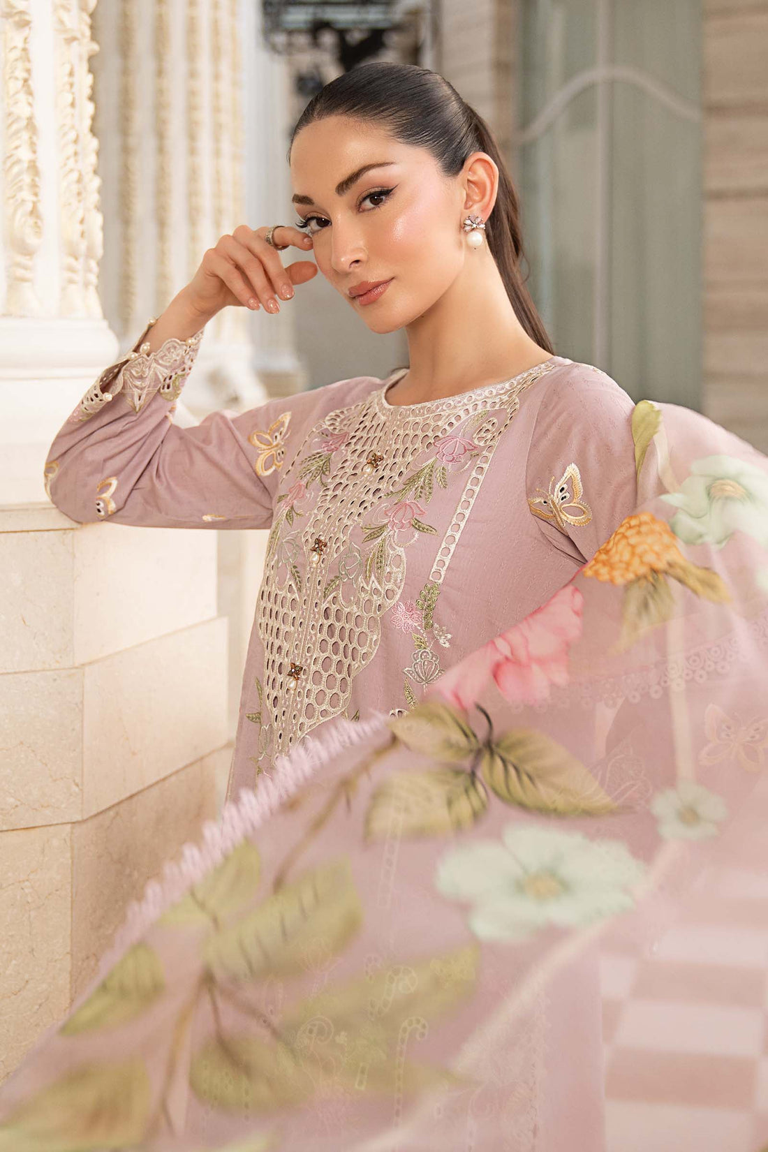 3 Piece Embroidered Dobby Lawn Suit