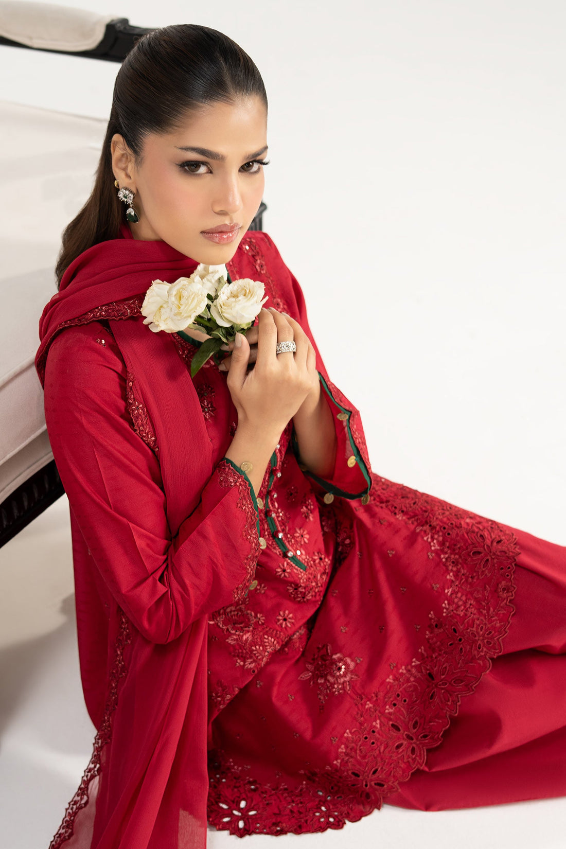 3 Piece Embroidered Dobby Lawn Suit
