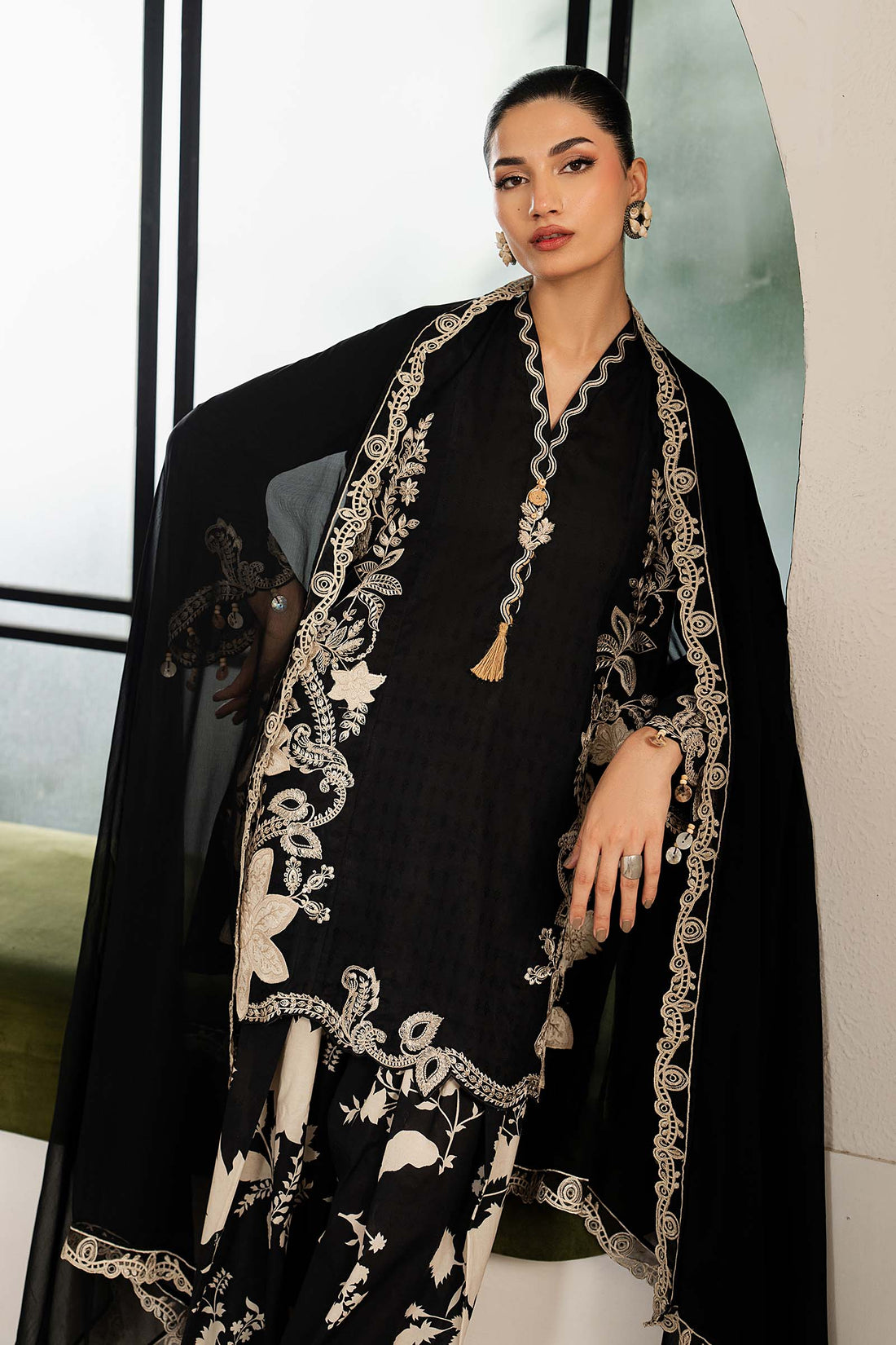 3 Piece Embroidered Dobby Lawn Suit