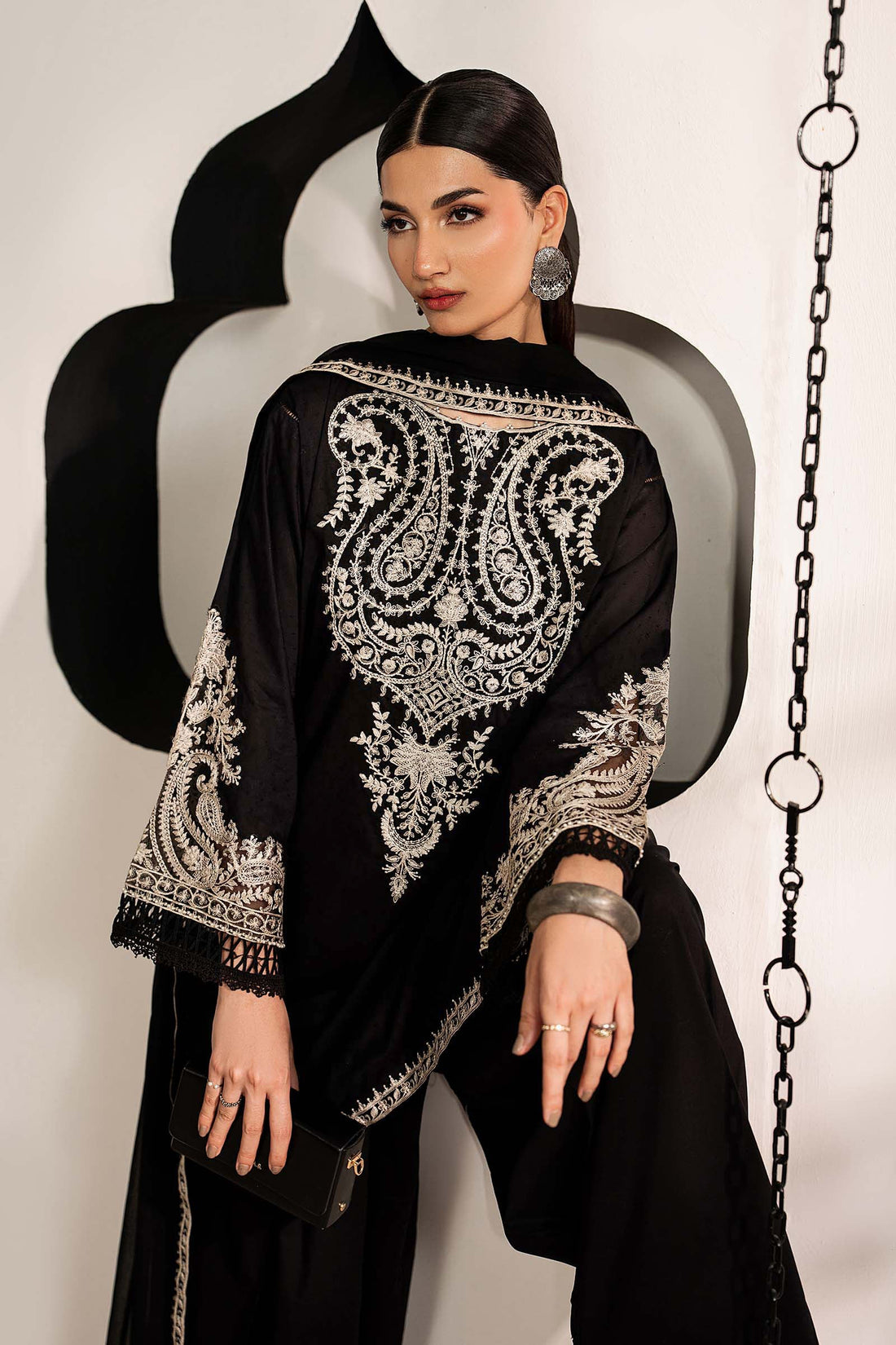3 Piece Embroidered Dobby Lawn Suit