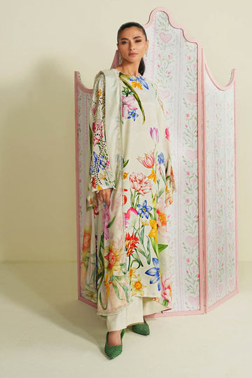 3 Piece Embroidered Raw Silk Suit