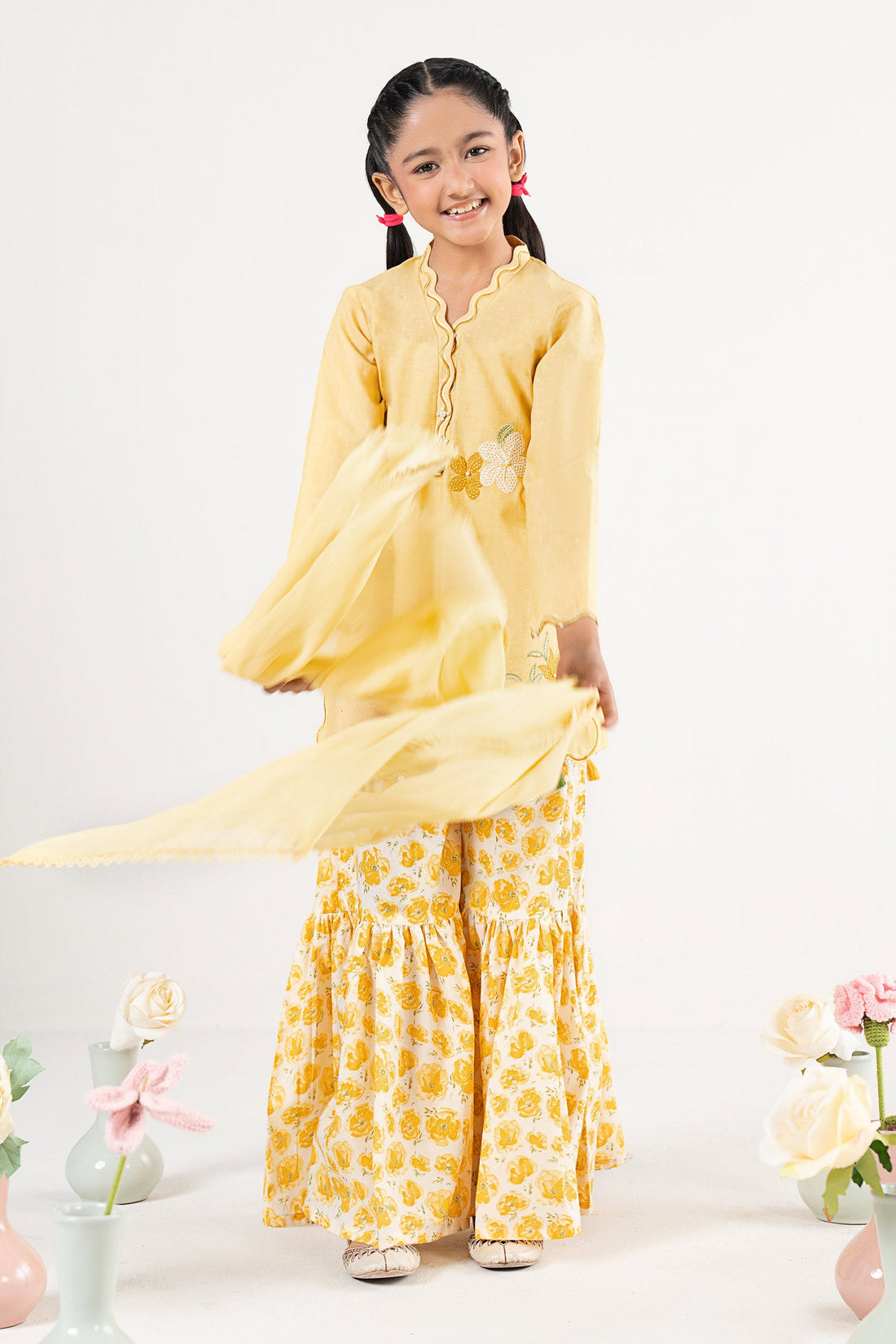3 Piece Embroidered Cotton Brochia Jacquard Suit