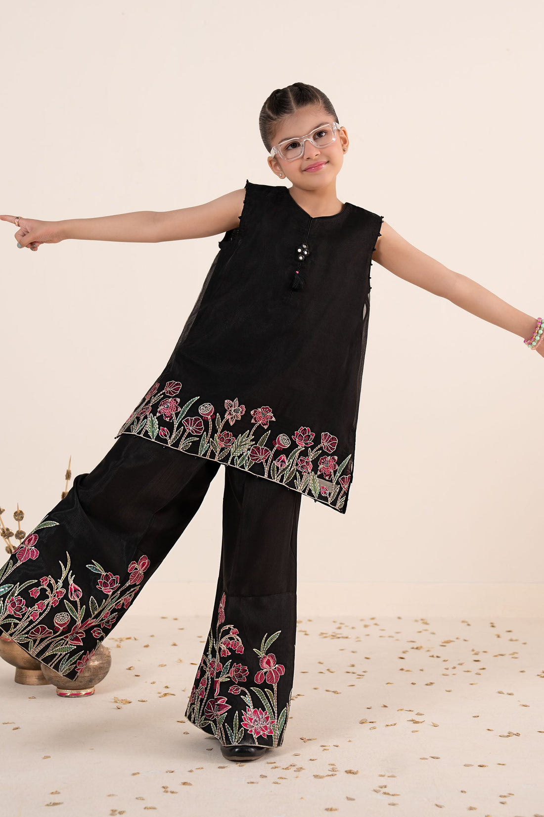 2 Piece Embroidered Organza Suit