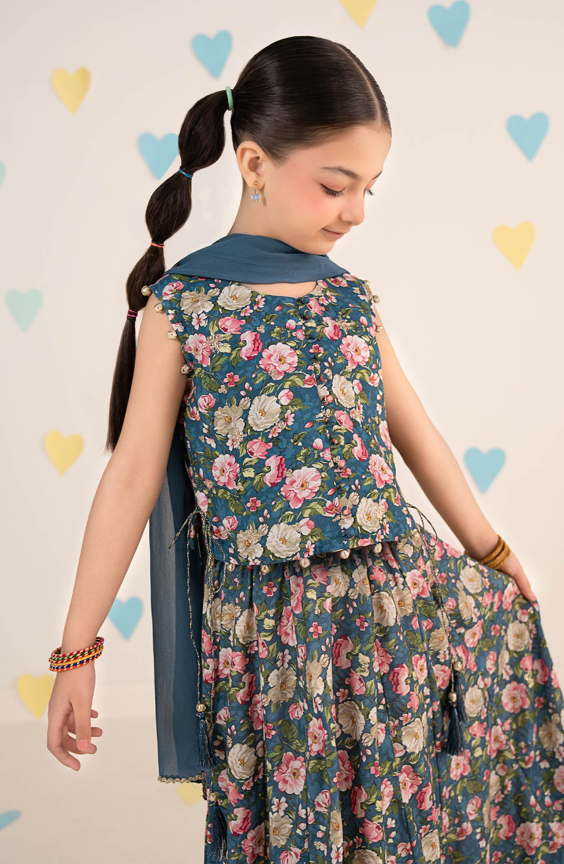 3 Piece Embroidered Raw Silk Suit