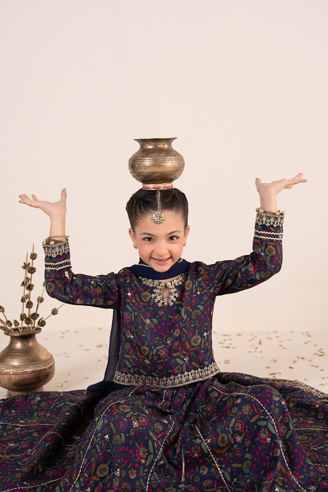 3 Piece Embroidered Raw Silk Suit