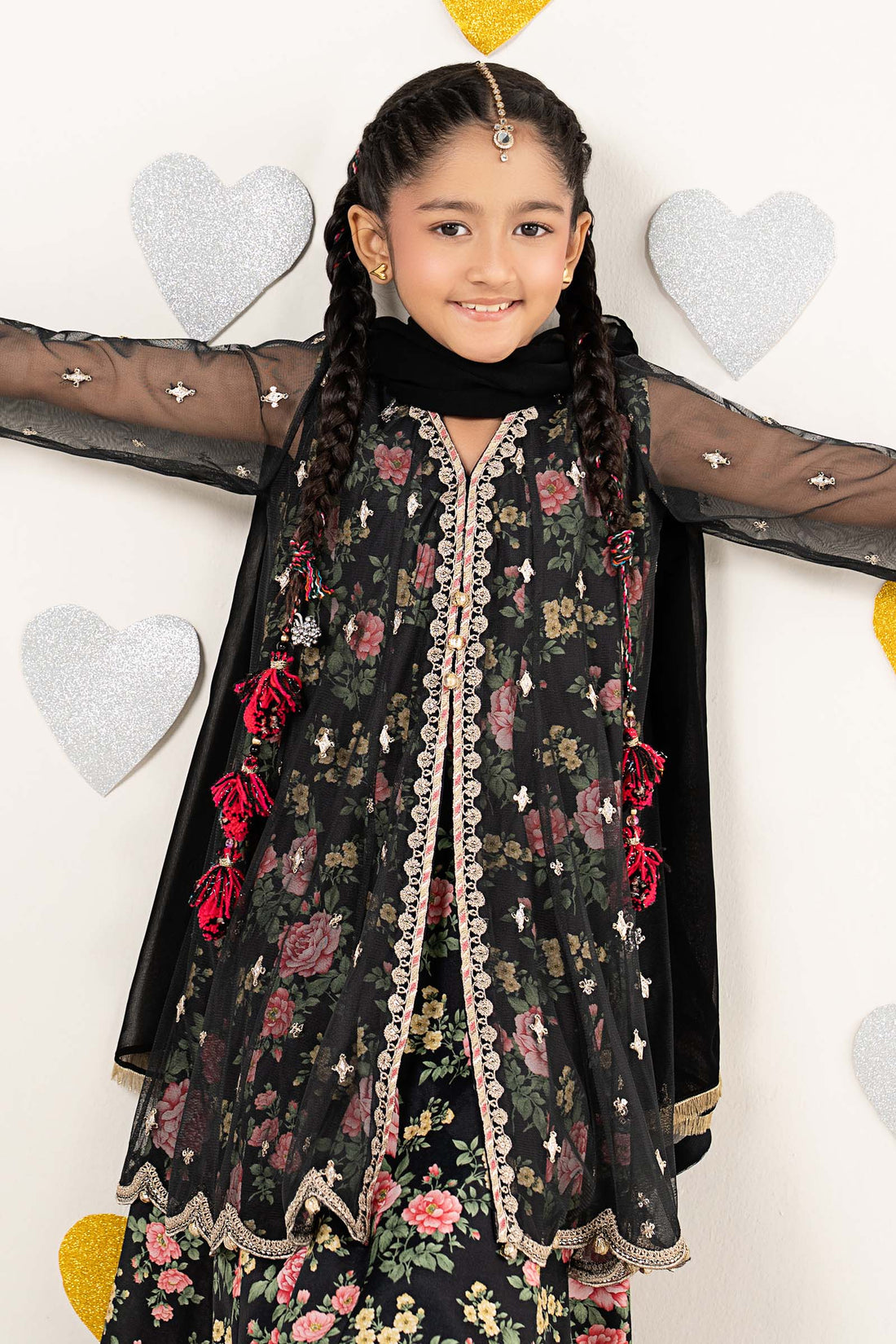 4 Piece Embroidered Net Suit