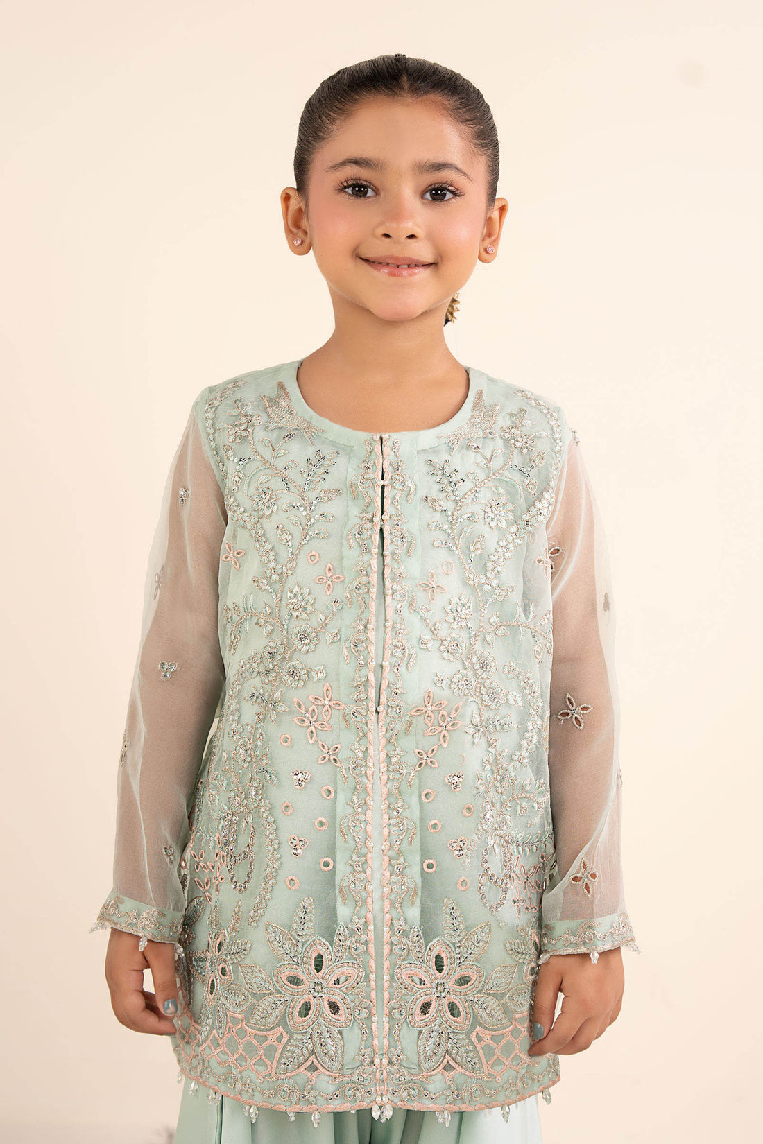 2 Piece Embroidered Organza Suit