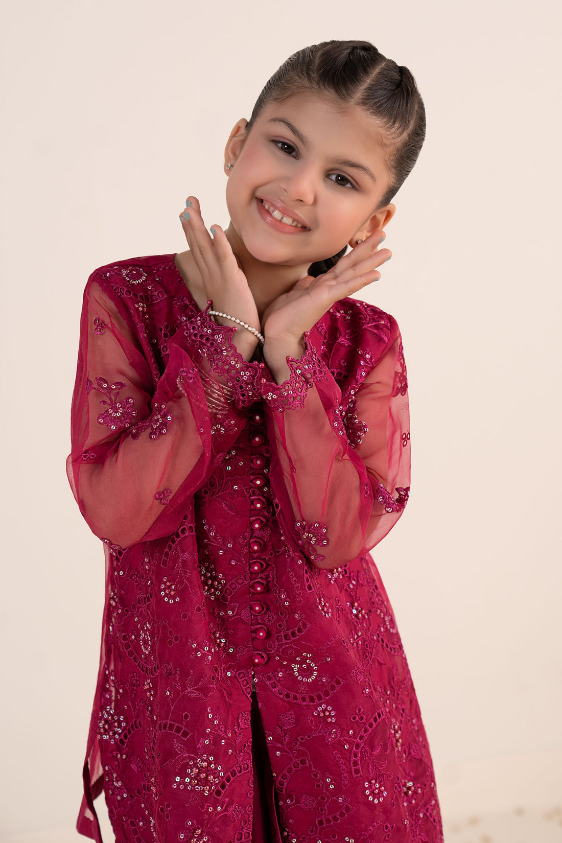 2 Piece Embroidered Organza Suit
