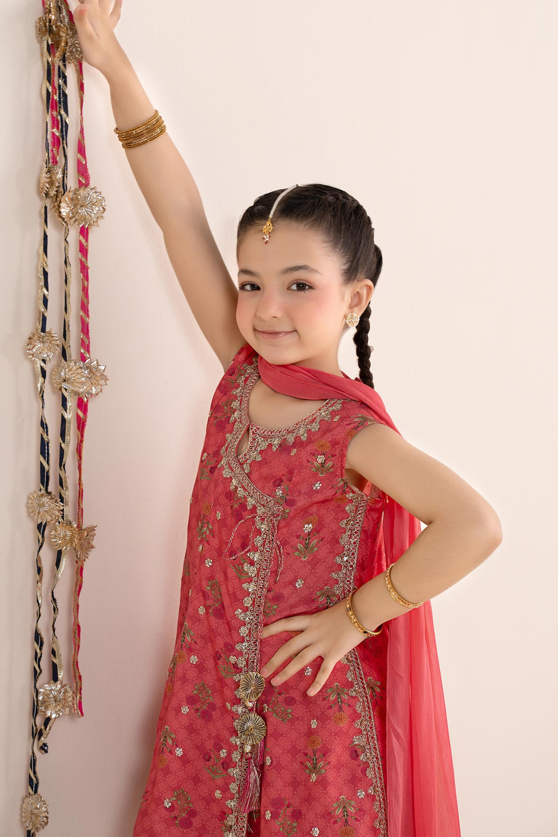 3 Piece Embroidered Raw Silk Suit