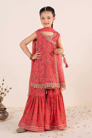 3 Piece Embroidered Raw Silk Suit
