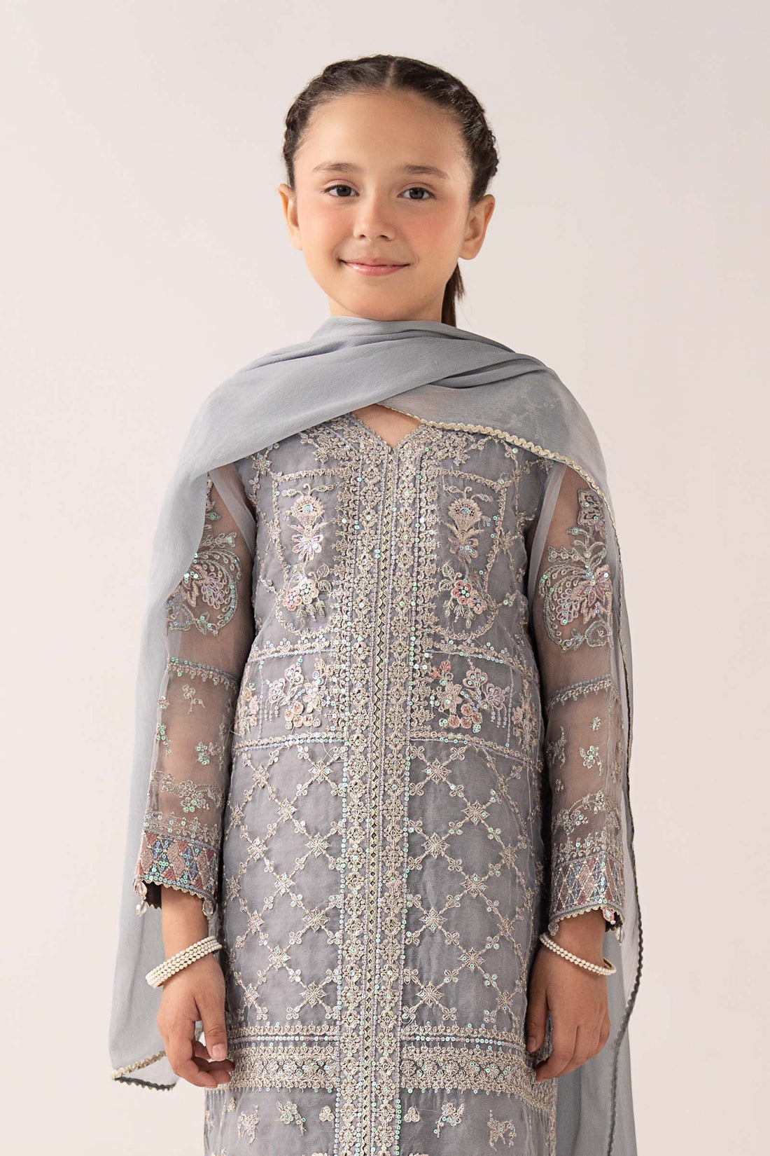 3 Piece Embroidered Organza Suit