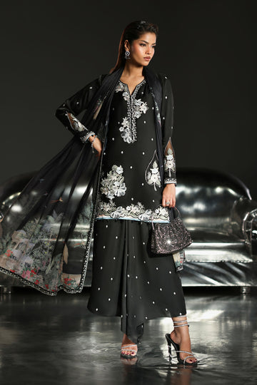3 Piece Embroidered Charmeuse Suit