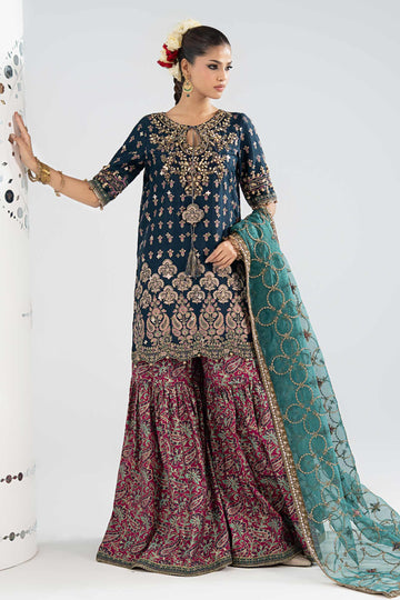 3 Piece Embroidered Raw Silk Suit