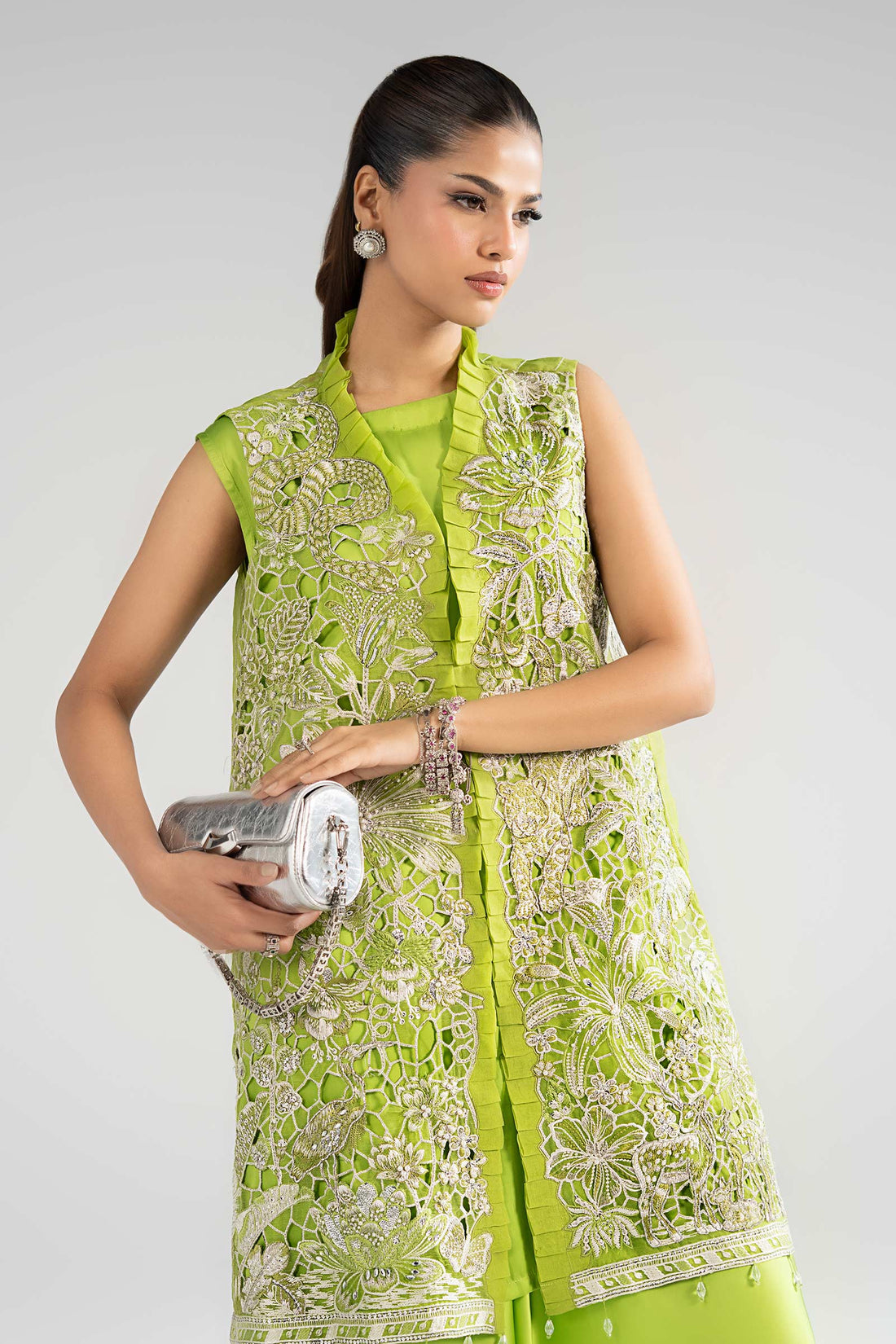 3 Piece Embroidered Organza Suit