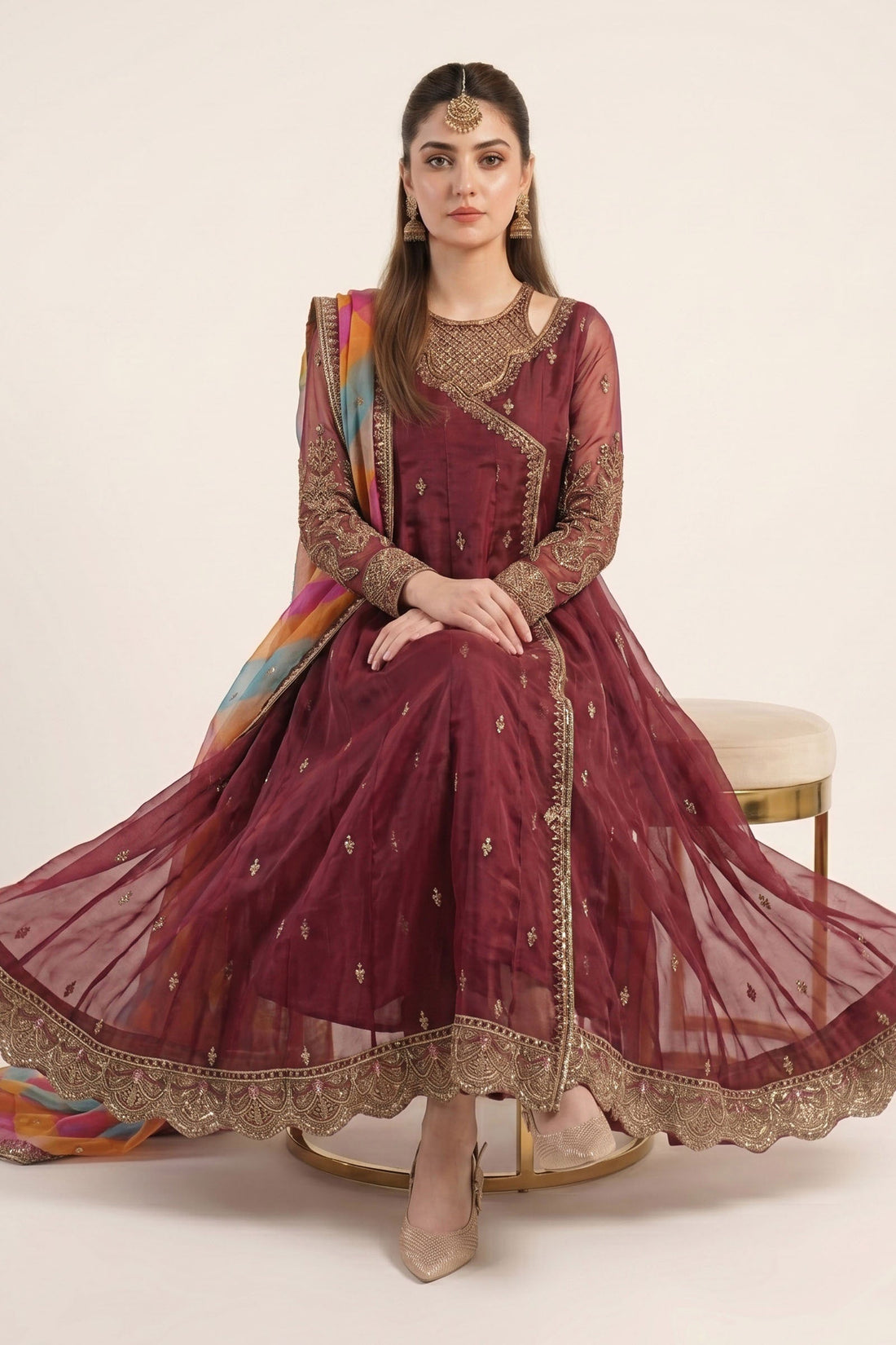 3 Piece Embroidered Organza Suit