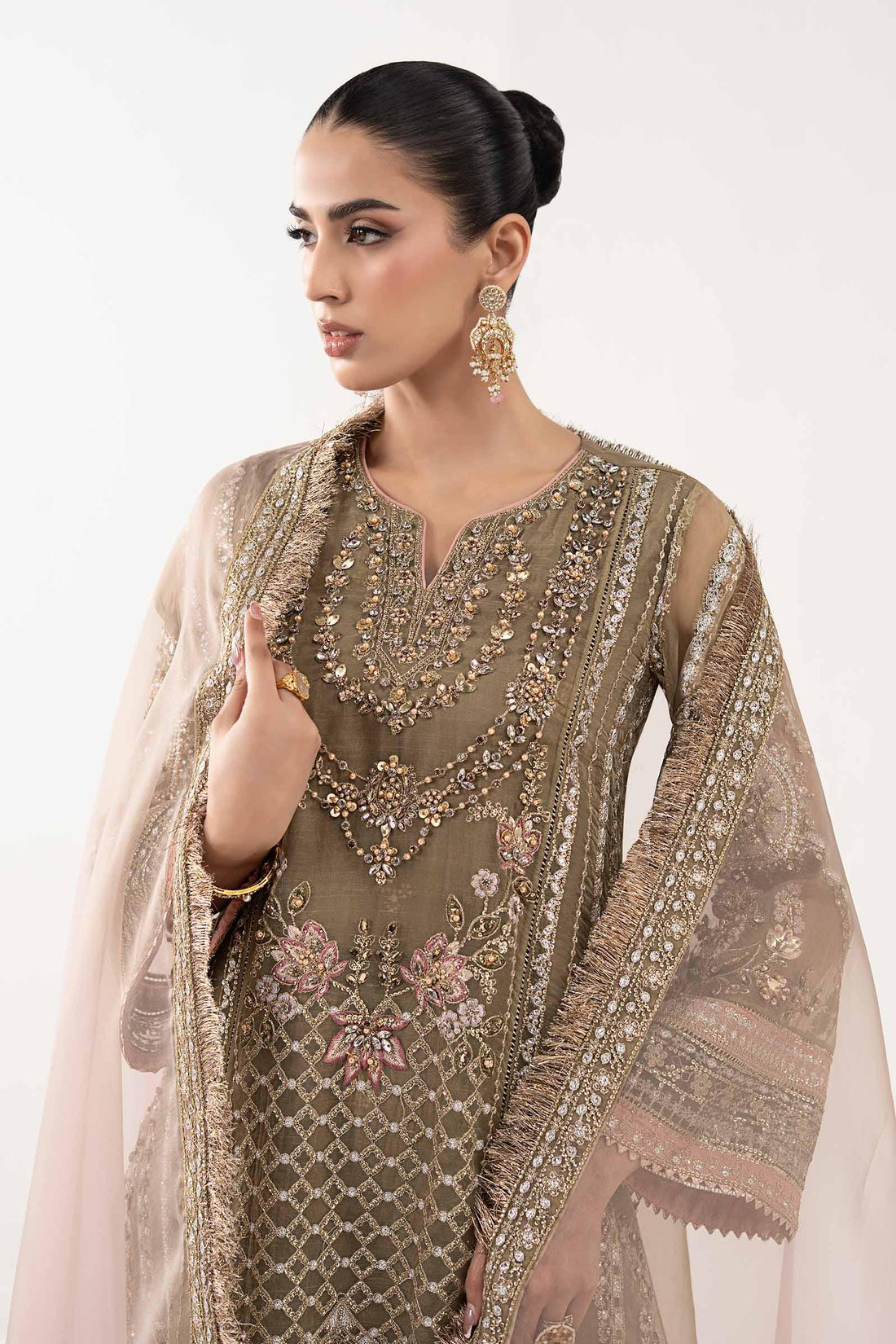 3 Piece Embroidered Organza Suit