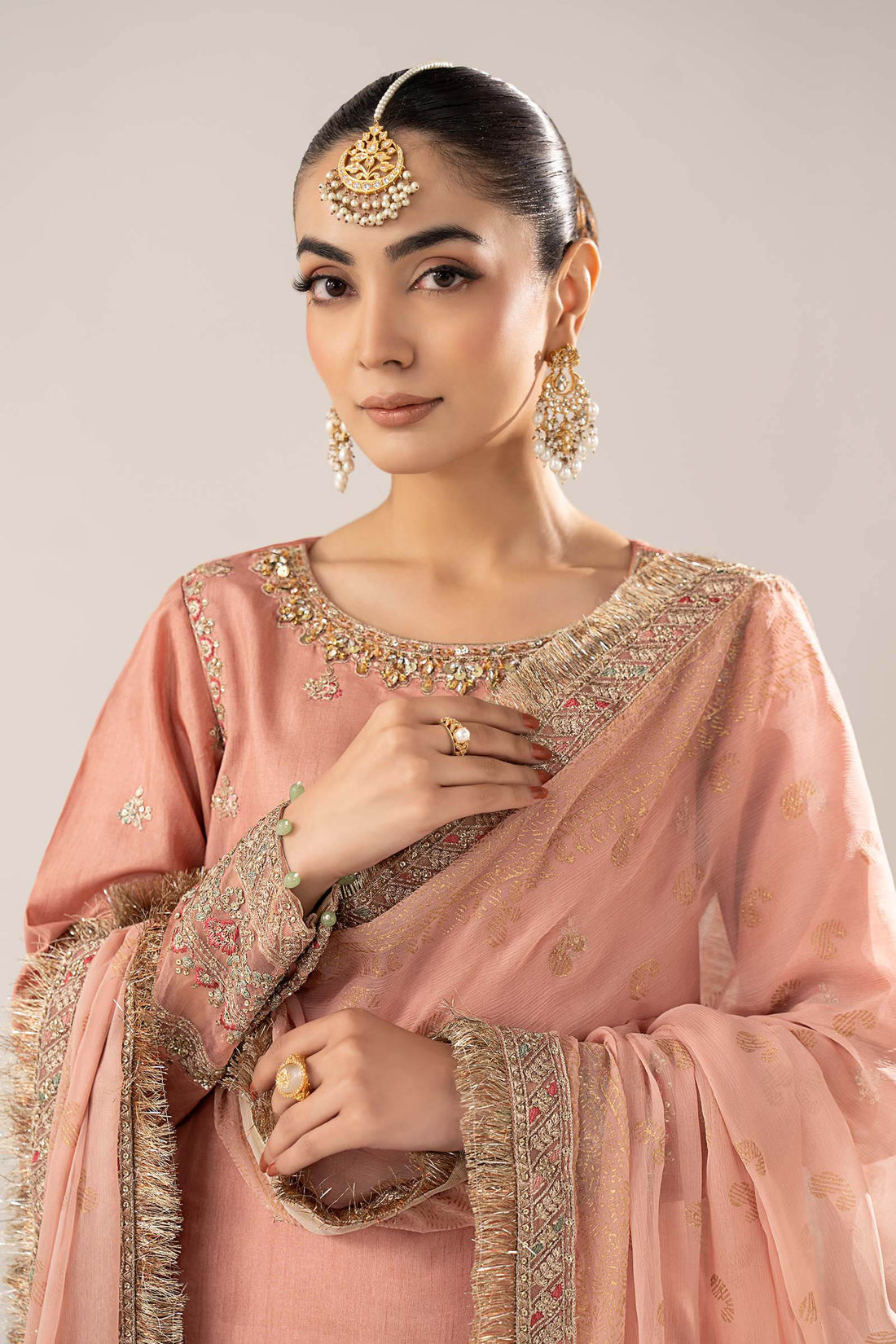 3 Piece Embroidered Raw Silk Suit