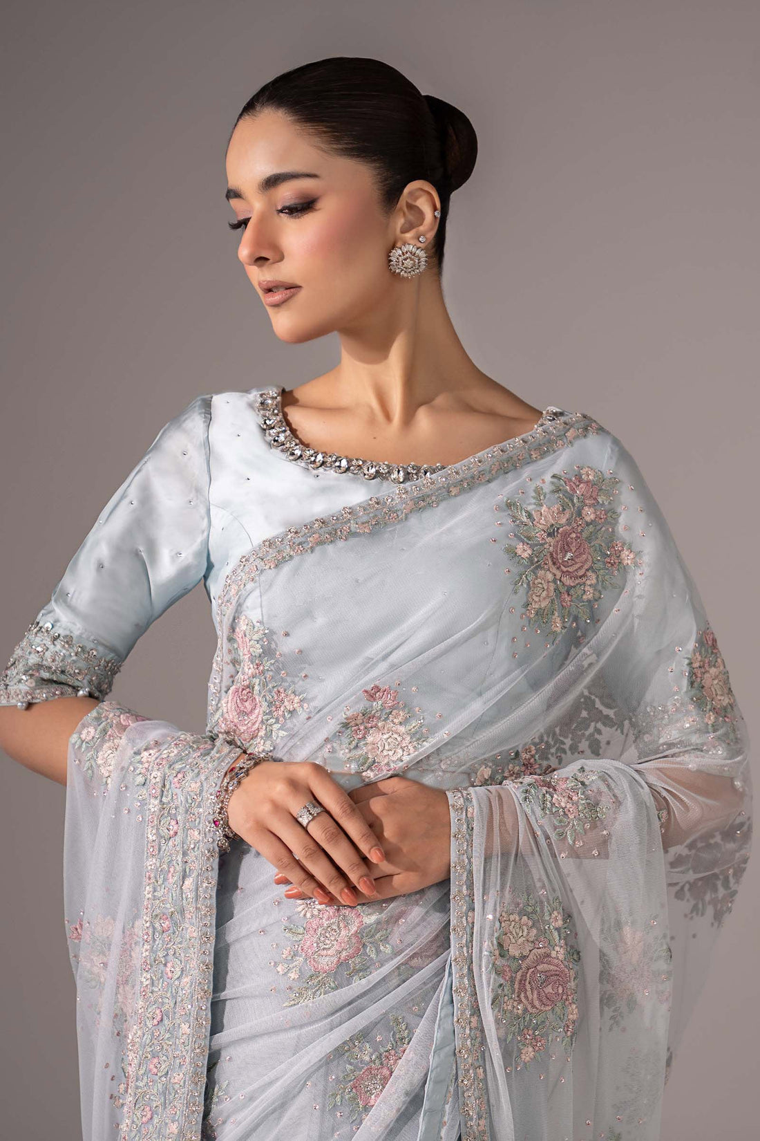 Embroidered Chiffon Saree