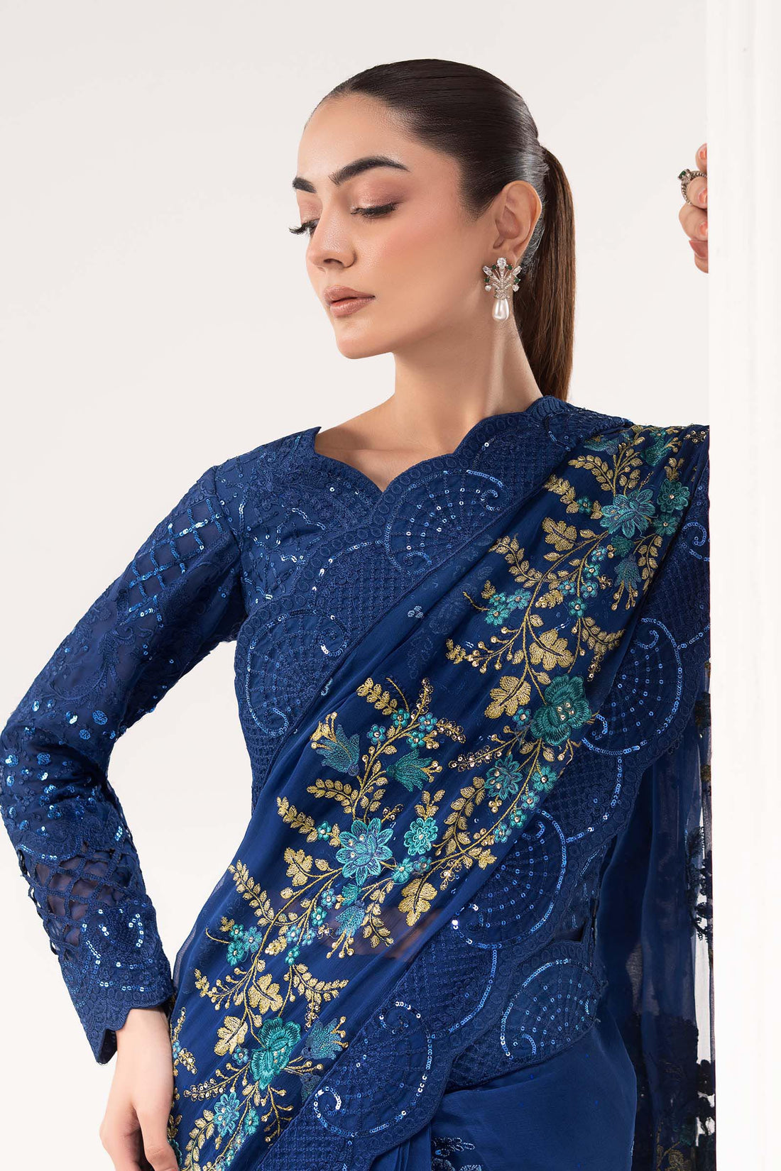 Embroidered Chiffon Saree