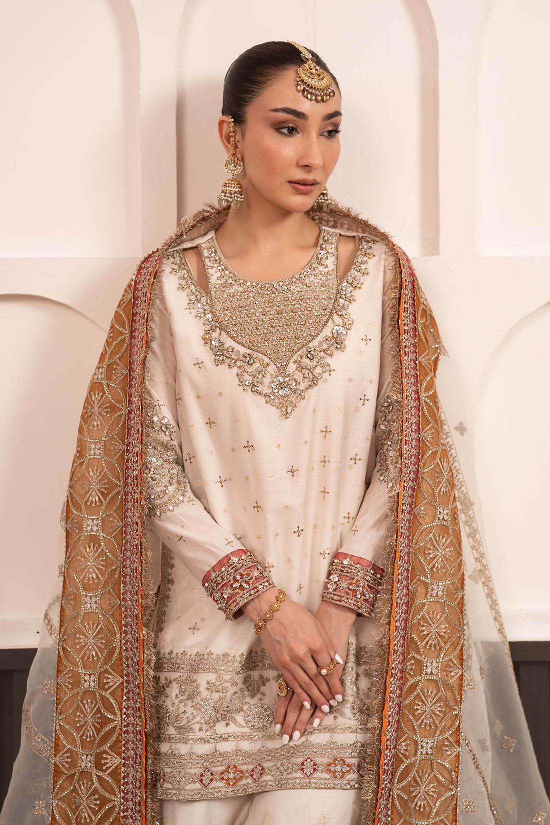 3 Piece Embroidered Cotton Lurex Suit