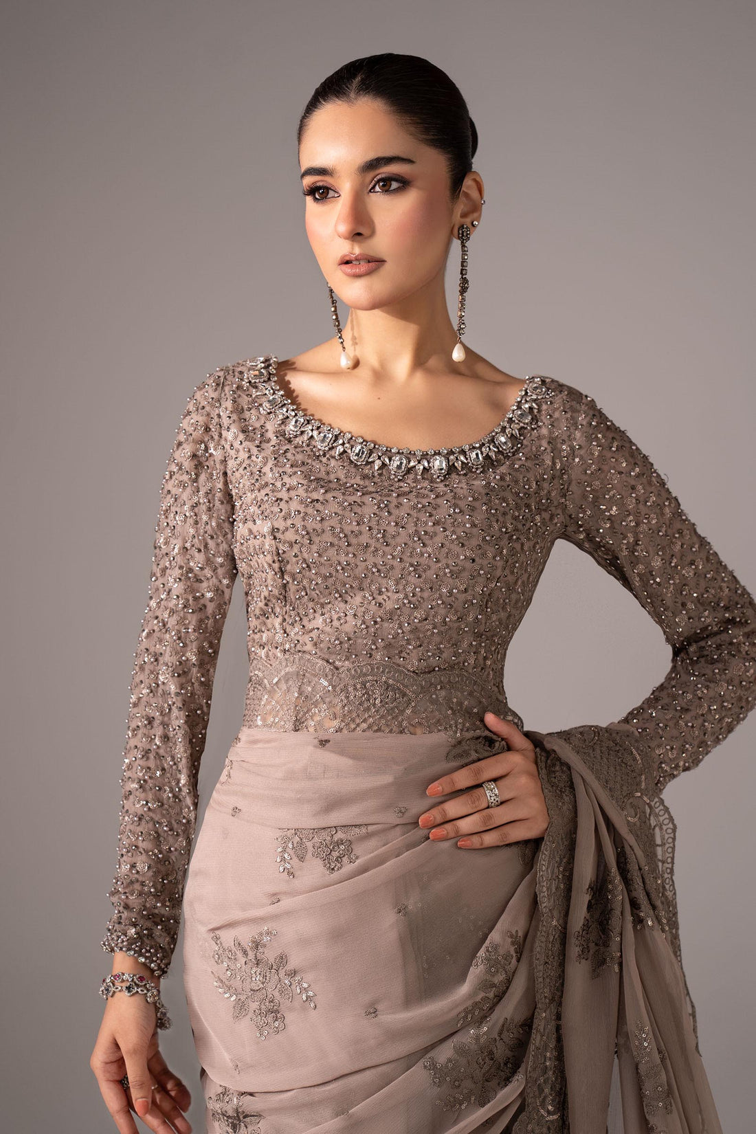 Embroidered Chiffon Saree
