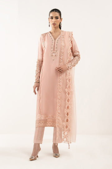 3 Piece Embroidered Raw Silk Suit